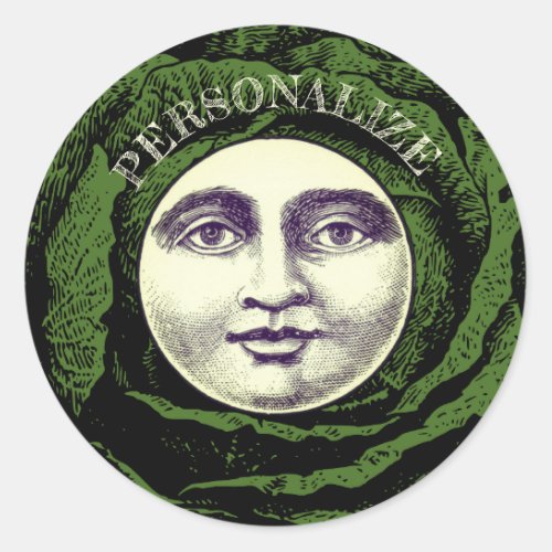 Man in the moon vintage cabbage head  classic round sticker
