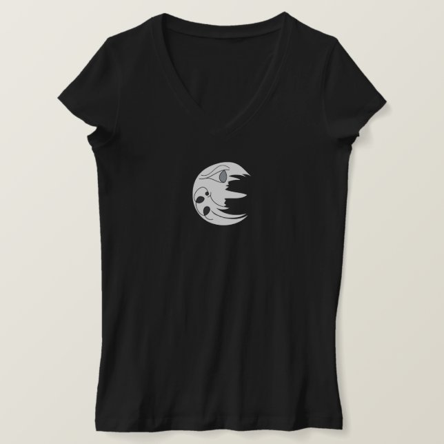 Man In The Moon Women's V-Neck T-Shirt with Text (Design Front)