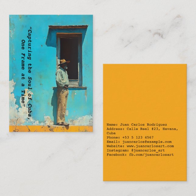 Man in the Shade - A Rustic Cuban Scene Business Card (Front/Back)
