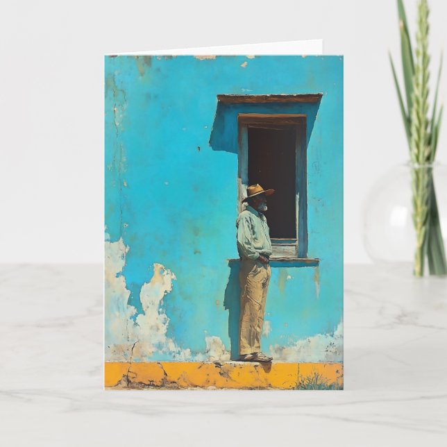 Man in the Shade - A Rustic Cuban Scene Invitation (Front)