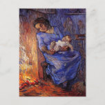 Man is at Sea by Vincent van Gogh Postcard<br><div class="desc">The Man is at Sea (after Demont-Breton) by Vincent van Gogh is a vintage fine art post impressionism daily life portrait painting featuring an exhausted mother, she is sleeping while holding her infant child as they keep warm by the fire. About the artist: Vincent Willem van Gogh was a Post...</div>