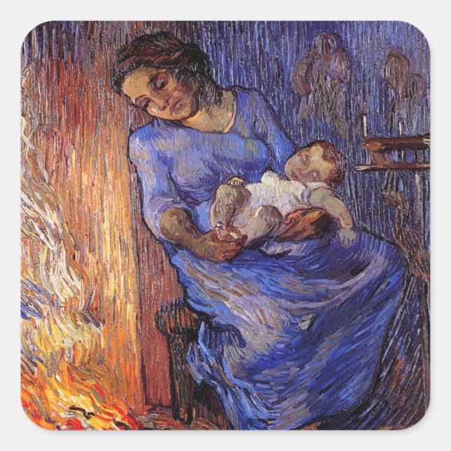 Man is at Sea by Vincent van Gogh Square Sticker (Front)