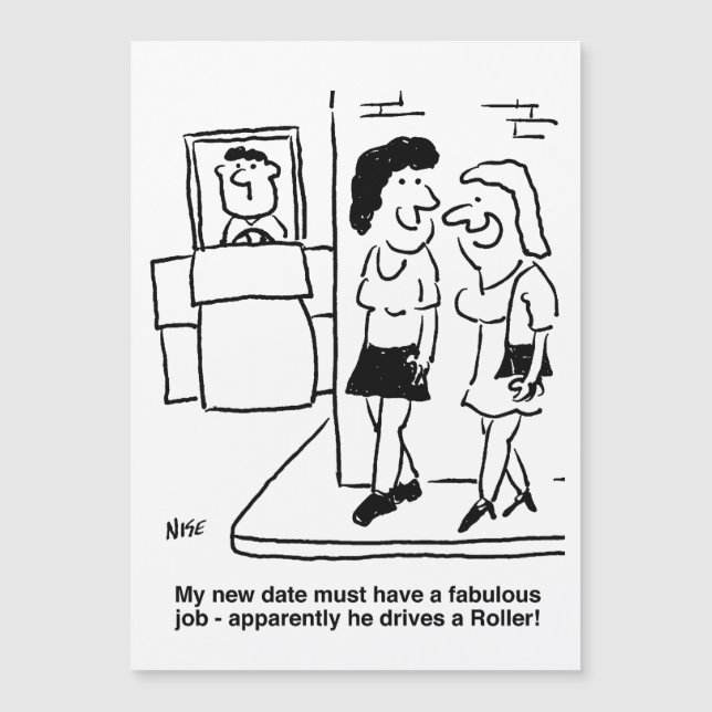 Man is Driving a Road Roller Funny Cartoon Magnet (Front)