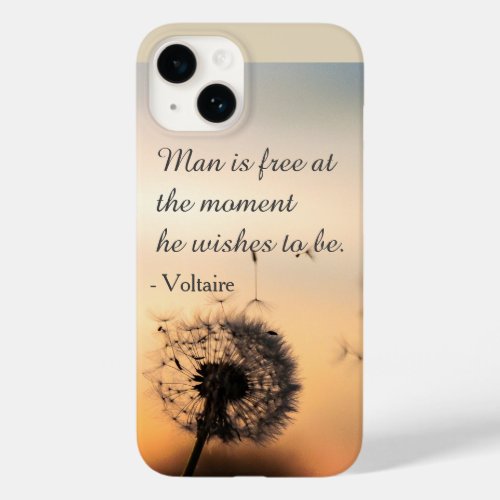 Man is Free Voltaire Quote Dandelion Case_Mate iPhone 14 Case