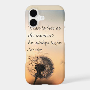 Man is Free Voltaire Quote Dandelion iPhone 17 Case