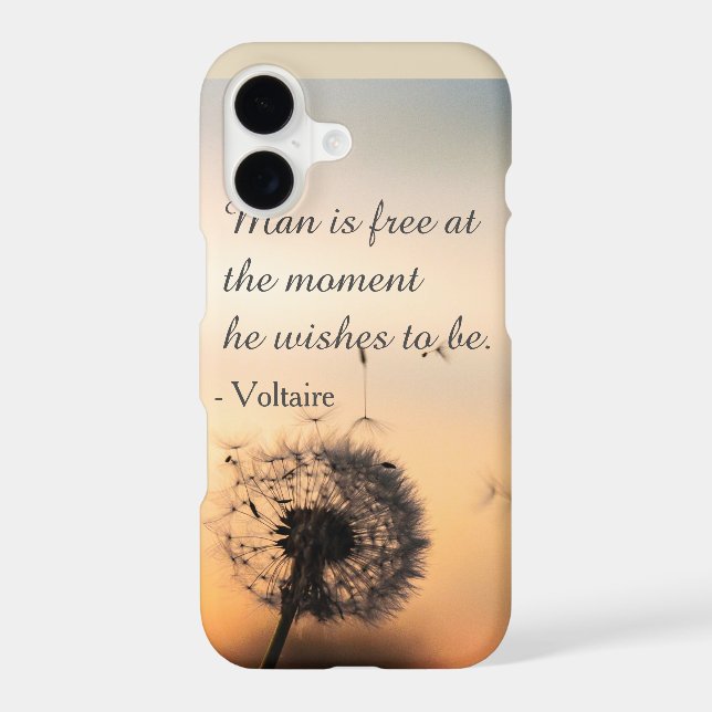 Man is Free Voltaire Quote Dandelion Case-Mate iPhone Case (Back)