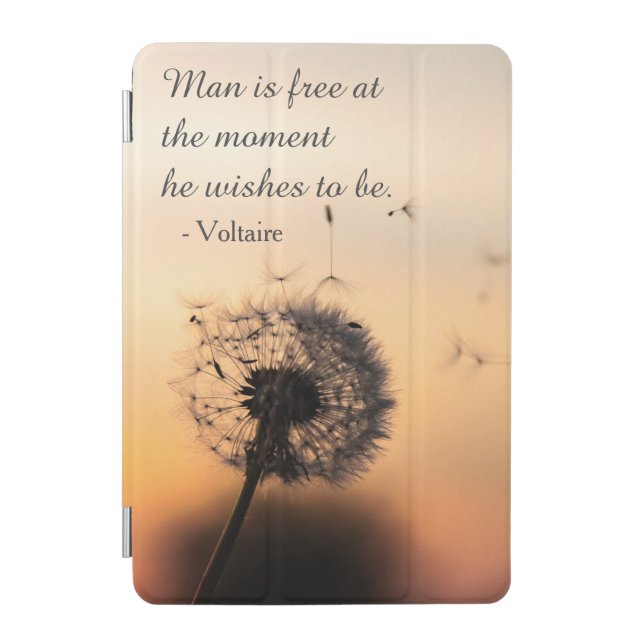 Man is Free Voltaire Quote Dandelion iPad Mini Cover (Front)