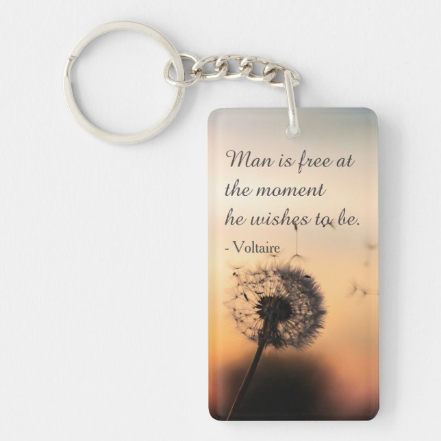 Man is Free Voltaire Quote Keychain (Front)