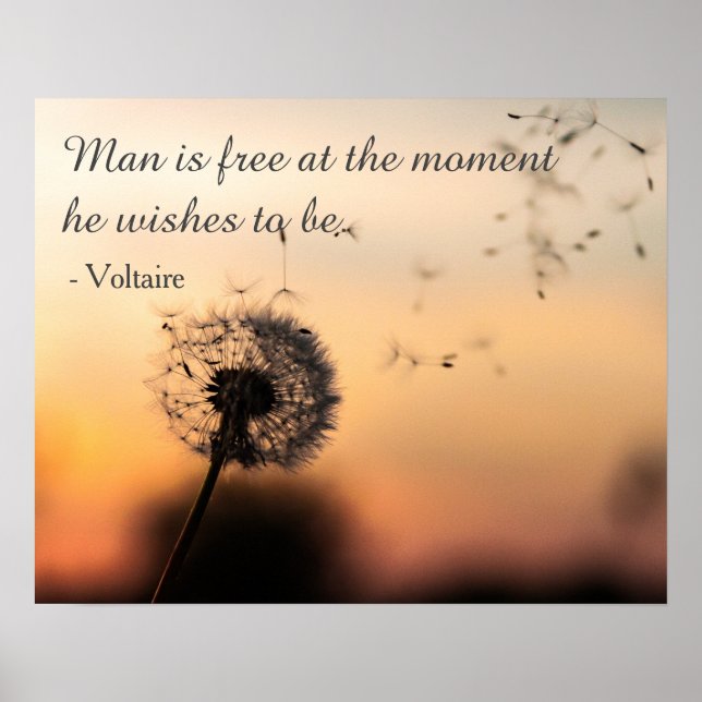 Man is Free Voltaire Quote Poster (Front)