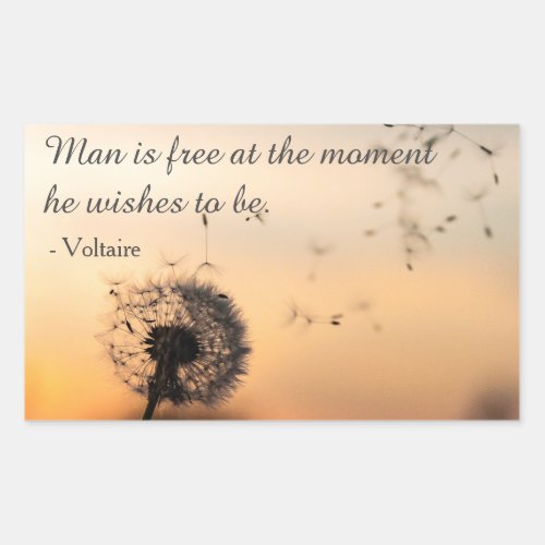 Man is Free Voltaire Quote Rectangular Sticker