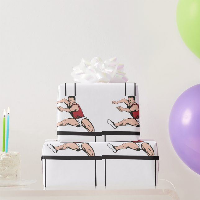 Man Jumping Hurdles Athletics Wrapping Paper (Creator Uploaded)