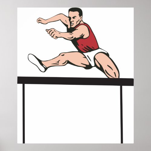 Man Jumping Hurdles Poster