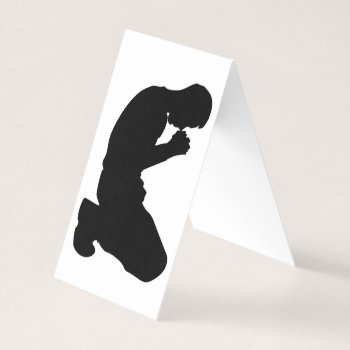 Man Kneeling In Prayer Business Card by Awesoma at Zazzle