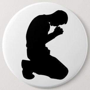 MAN KNEELING IN PRAYER BUTTON