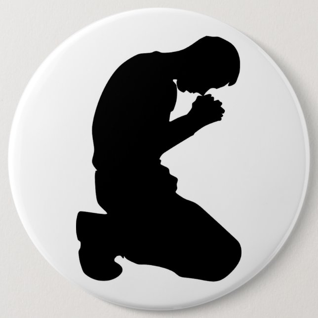 MAN KNEELING IN PRAYER BUTTON (Front)