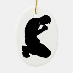MAN KNEELING IN PRAYER CERAMIC ORNAMENT