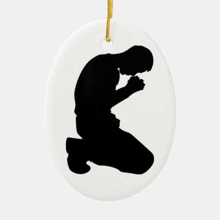 Man Kneeling In Prayer Ceramic Ornament