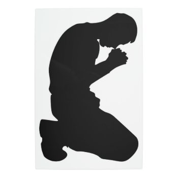 Man Kneeling In Prayer Metal Print by Awesoma at Zazzle