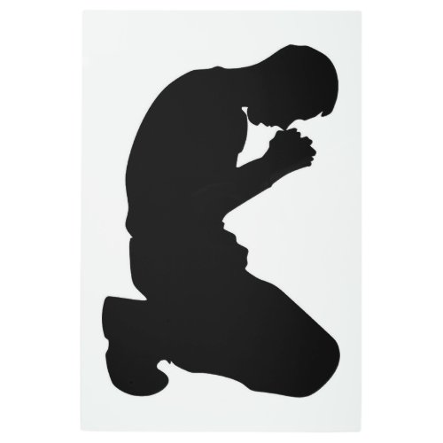 MAN KNEELING IN PRAYER METAL PRINT