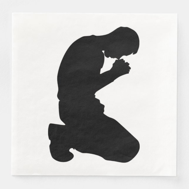 MAN KNEELING IN PRAYER PAPER DINNER NAPKINS (Front)