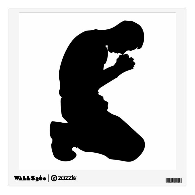 MAN KNEELING IN PRAYER WALL DECAL (Front)