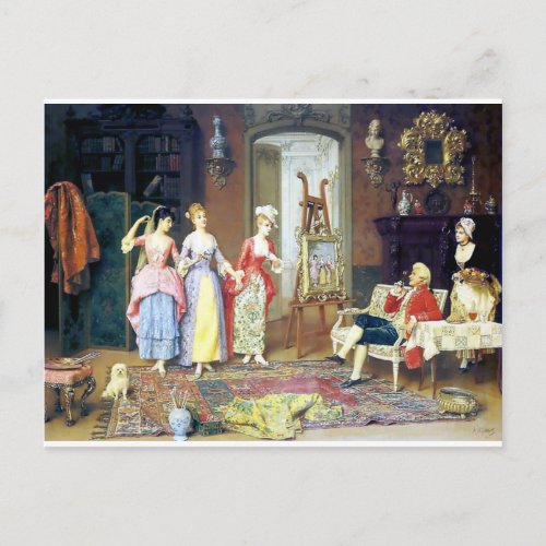 Man Ladies Victorian Three Graces painting Postcard
