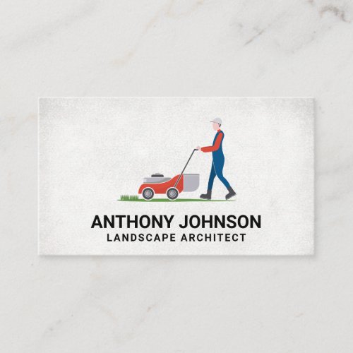 Man Lawn Mowing Grass  Landscaper Business Card