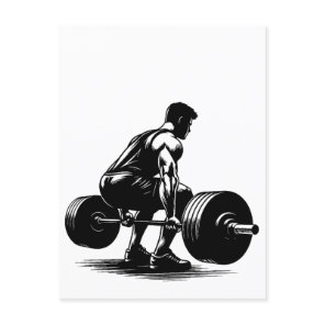 man lifting weights body builder art illustration postcard