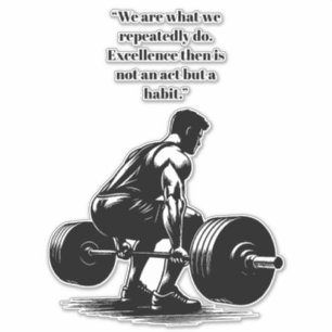 man lifting weights body builder art illustration sticker