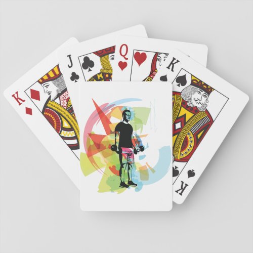 Man Lifting Weights Playing Cards