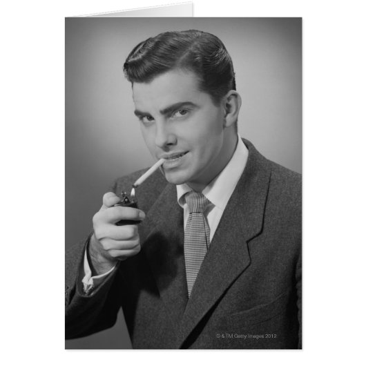 Man Lighting Cigarette Cards (Front)