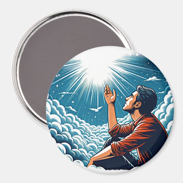 Man looking up to heaven TALKING TO gOD Magnet (Front/Back)