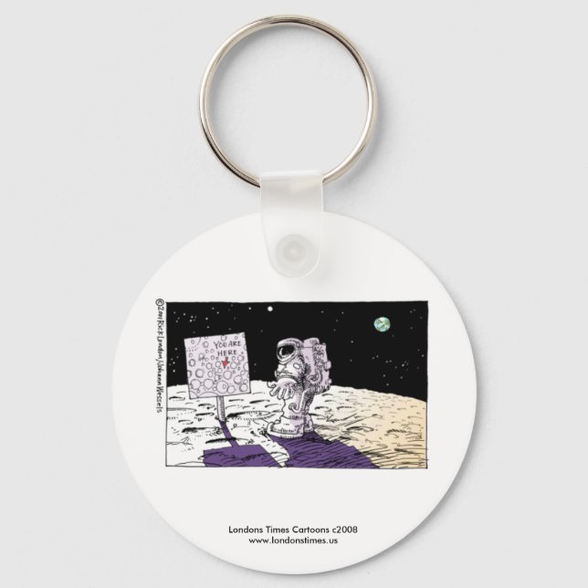 Man Lost On Moon Funny Keychain (Front)