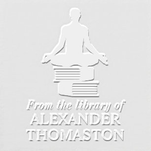 Man Lotus Yoga Pose SQ Library Book Name Embosser