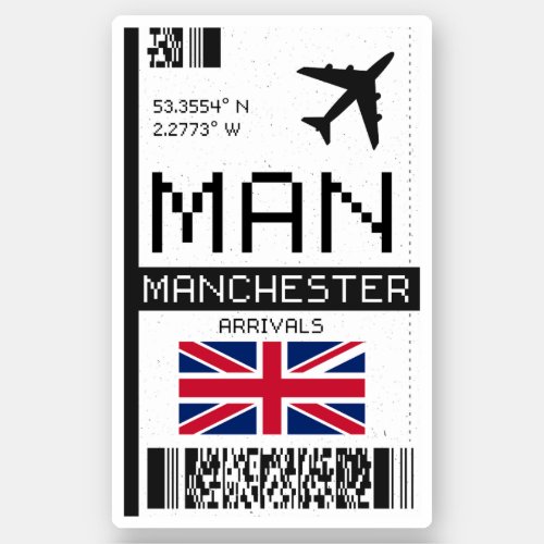 MAN Manchester England Airport Boarding Pass Sticker