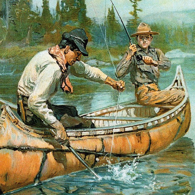Man men boat fishing greeting  card (Creator Uploaded)