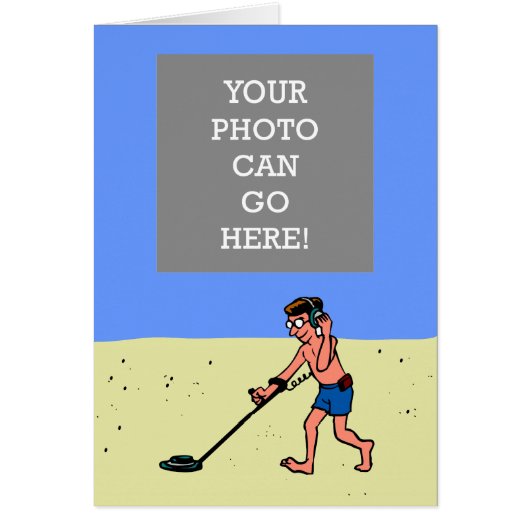 Man Metal Detecting Beach Cards (Front)