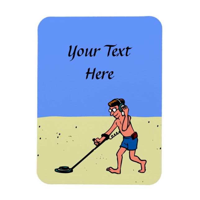 Man Metal Detecting Beach Magnet (Vertical)