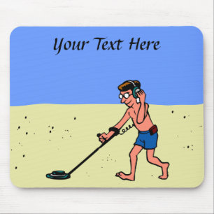 Man Metal Detecting Beach Mouse Pad