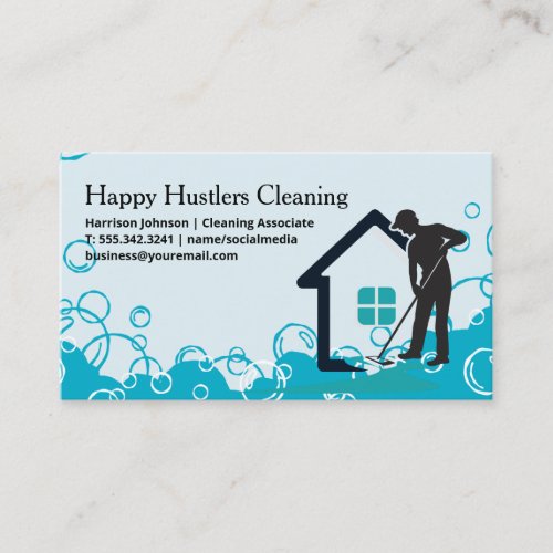 Man Mopping Home | Cleaners | Janitor Business Card