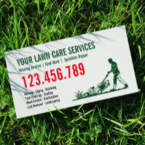 Man Mowing Grass Yarn Care Gardening Landscaping Business Card