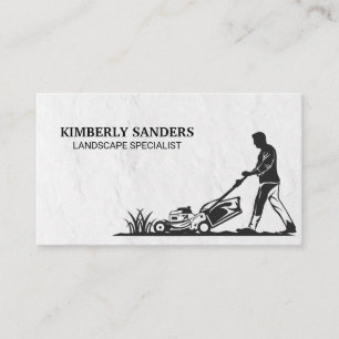 Man Mowing The Lawn Business Card