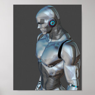 man muscular robot cyborg android poster