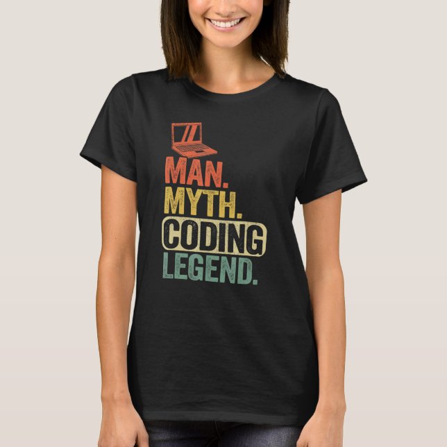 Man Myth Coding Legend Coder Dad Geek Computer Pro T-Shirt (Front)