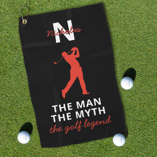 Man Myth Golf Legend Custom Name Monogram Golf Towel