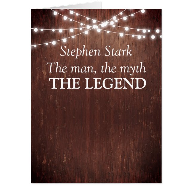 Man Myth Legend Birthday Wood Lights Card (Front)