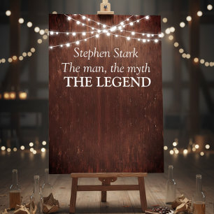 Man Myth Legend Birthday Wood Lights Card