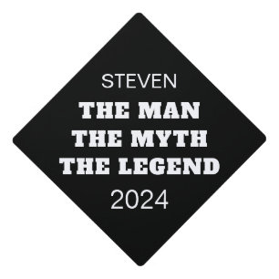 Man Myth Legend Black White Funny Personalized Graduation Cap Topper