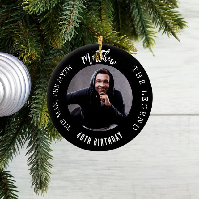 Man myth legend photo birthday ceramic ornament (Creator Uploaded)