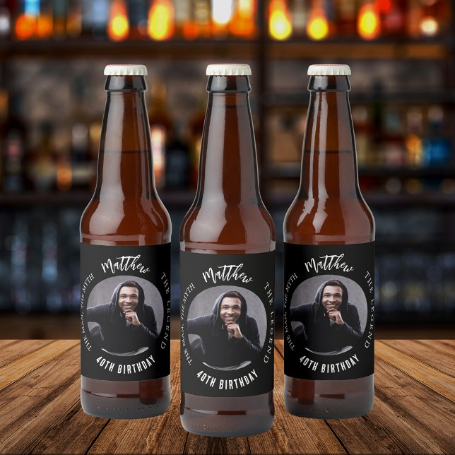 Man myth legend photo birthday party beer bottle label (Creator Uploaded)